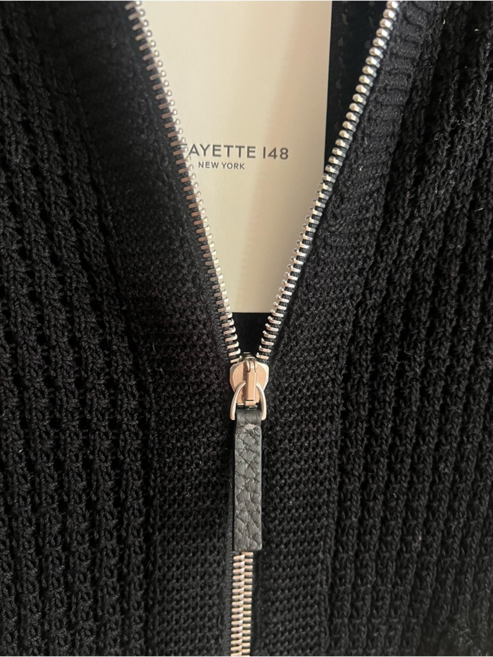 NWT $798 Lafayette 148 New York Black Zip Knit Cardigan 100% cotton Size XXS - Picture 5 of 12